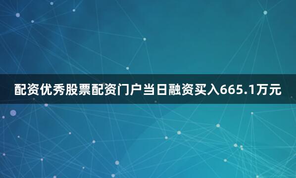 配资优秀股票配资门户当日融资买入665.1万元